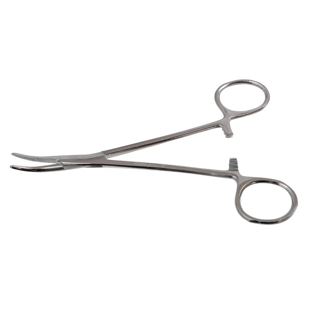 Curved hemostat scissors