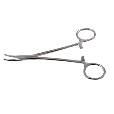Curved hemostat scissors