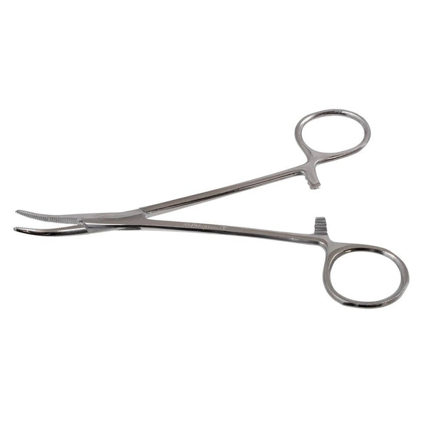 Curved hemostat scissors