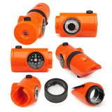 orange 7-in-1 survival whistle - Open