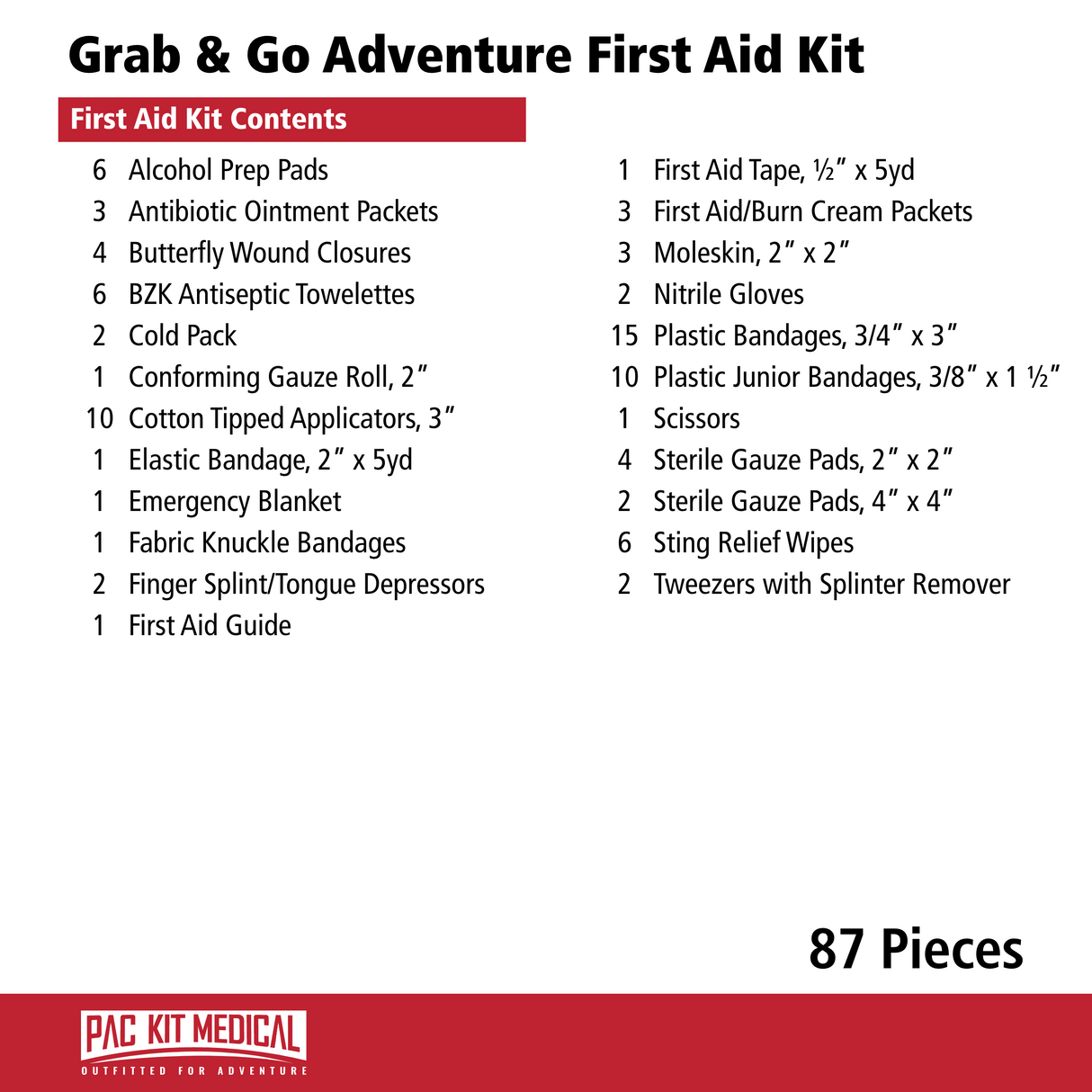 First Aid Only Pac-Kit 87 Piece Grab & Go Adventure Kit